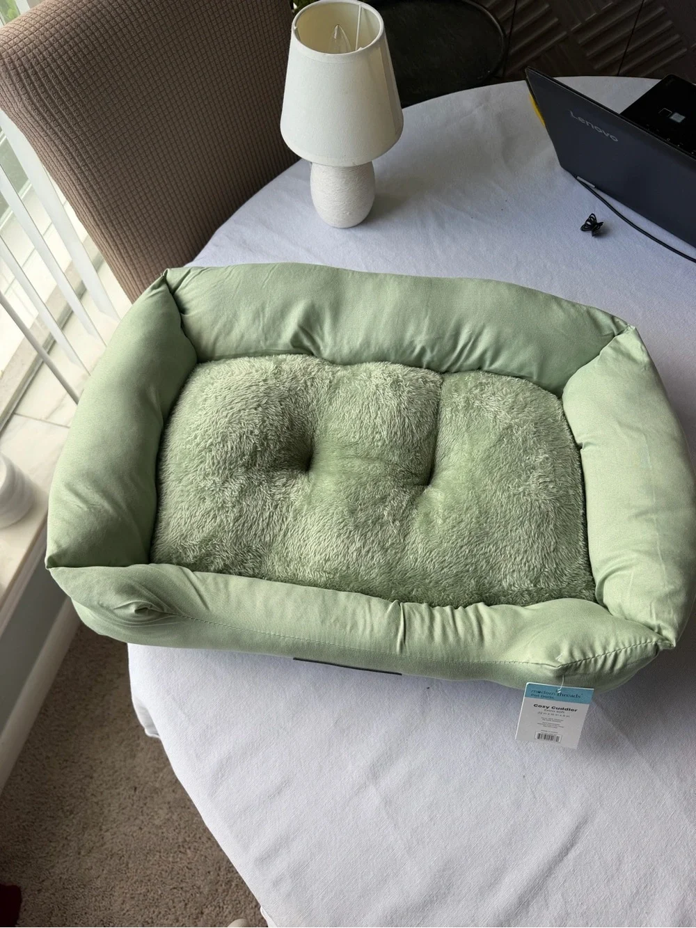 Cozy Cuddler Plush Pet Bed - Sage Green